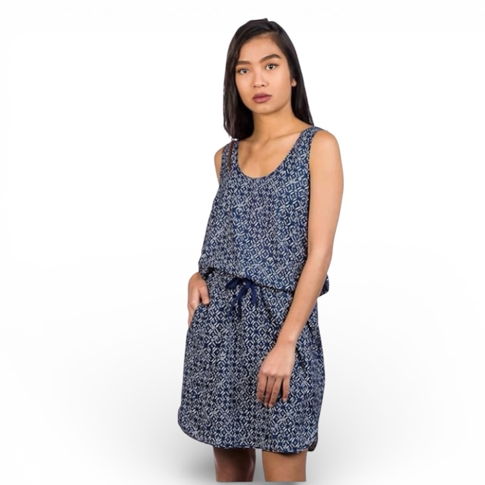 Patagonia XS Fleetwith Dress Navy Geometric Mini Dress Tank Athleisure